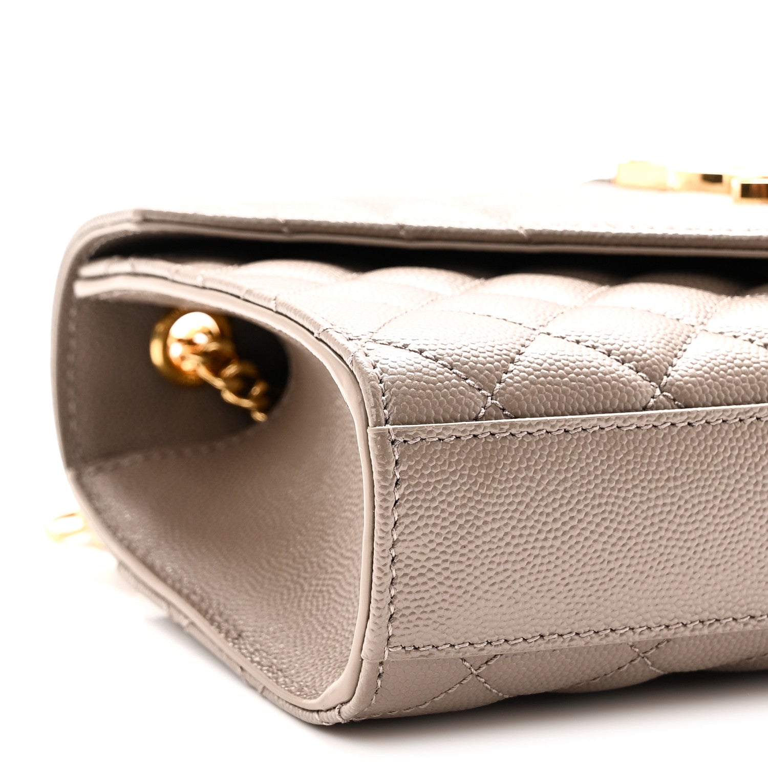 Saint Laurent Grain De Poudre Textured Mixed Matelasse Triquilt Small Monogram Satchel Greyish Brown Greyish Brown 8 of 10