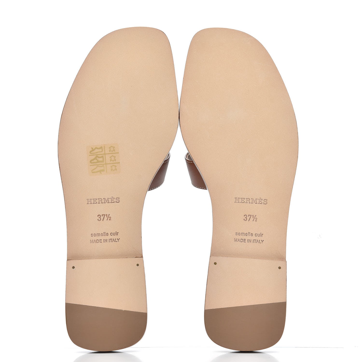 Hermes Box Calfskin Oran Sandals 37.5 Gold 5 of 9