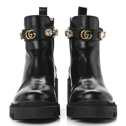 Gucci Calfskin Crystal GG Trip Chelsea Ankle Boots 40 Black 2 of 9