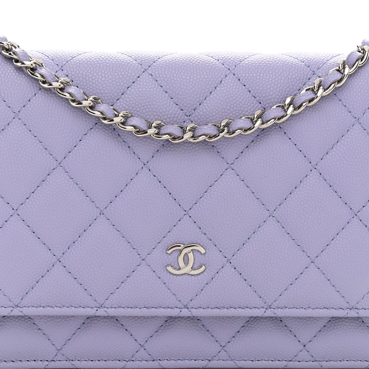 Chanel Caviar Quilted Wallet on Chain WOC Light Purple 9 of 12