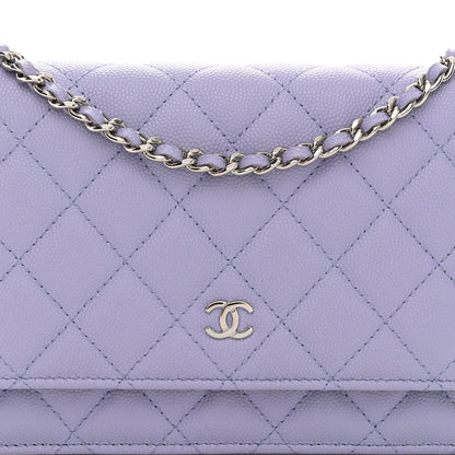 Chanel Caviar Quilted Wallet on Chain WOC Light Purple 9 of 12