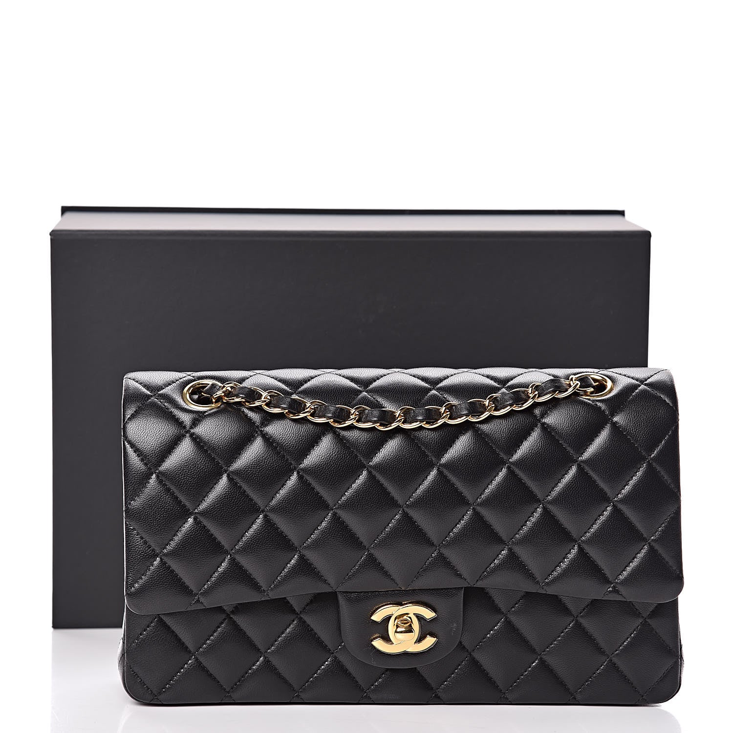 Chanel Lambskin Quilted Medium Double Flap Black 14 of 14
