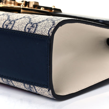 Gucci GG Supreme Monogram Moon Calfskin Small Padlock Shoulder Bag Beige Blue Mystic White Hibiscus Red 9 of 10