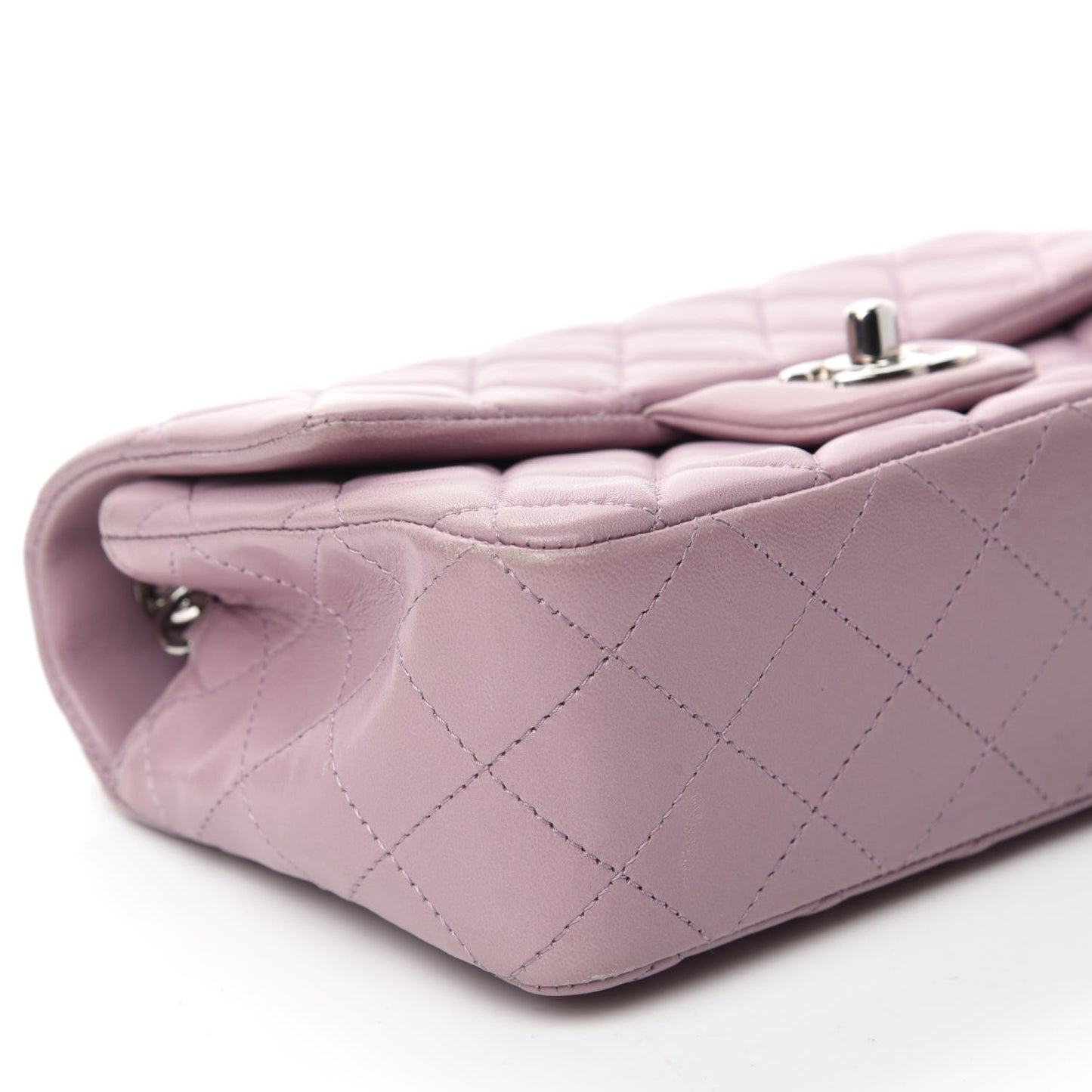 Lambskin Quilted Mini Rectangular Flap Light Purple