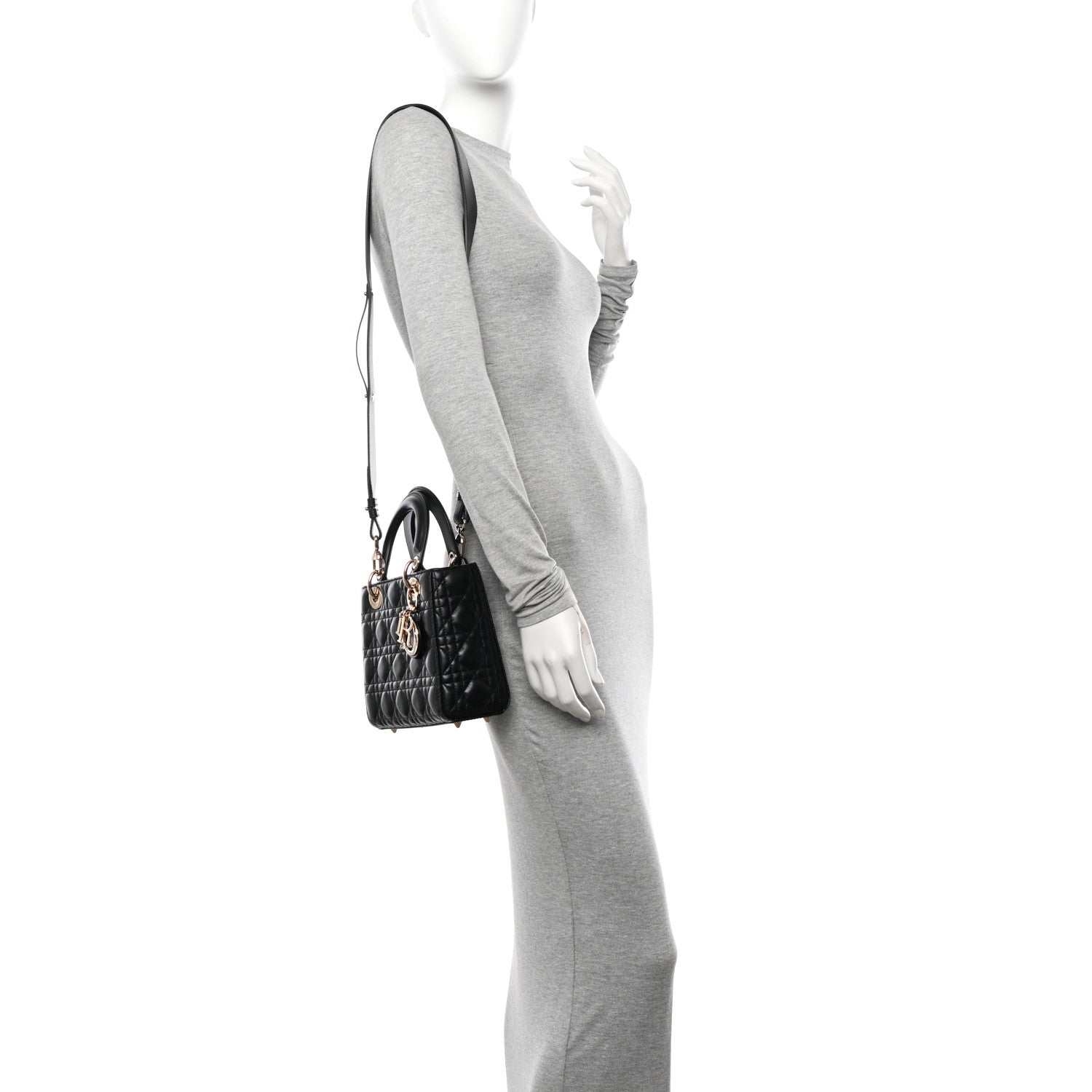 Christian Dior Lambskin Cannage Small My ABCDior Lady Dior Black 2 of 11