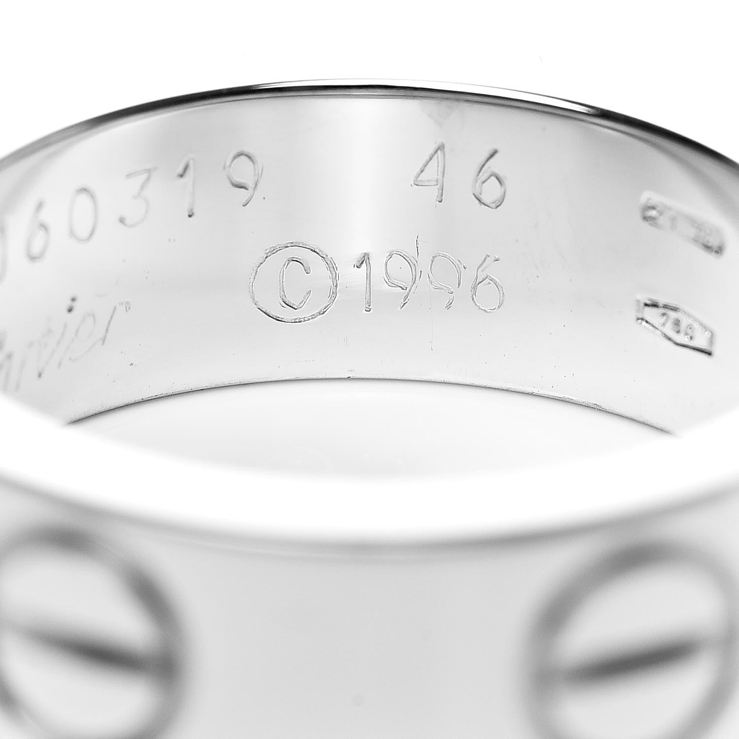 Cartier 18K White Gold 5.5mm LOVE Ring 46 3.75 5 of 5