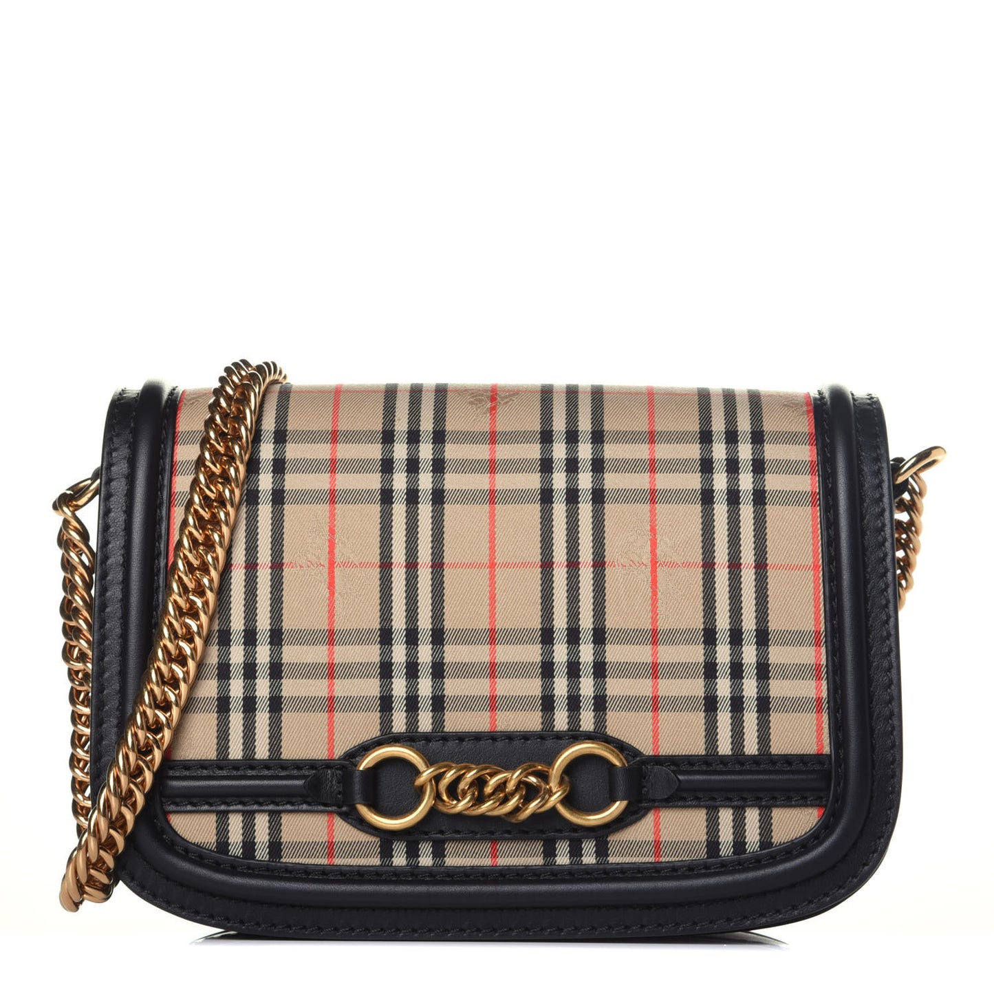 Smooth Calfskin 1983 Knight Check Link Shoulder Bag Black
