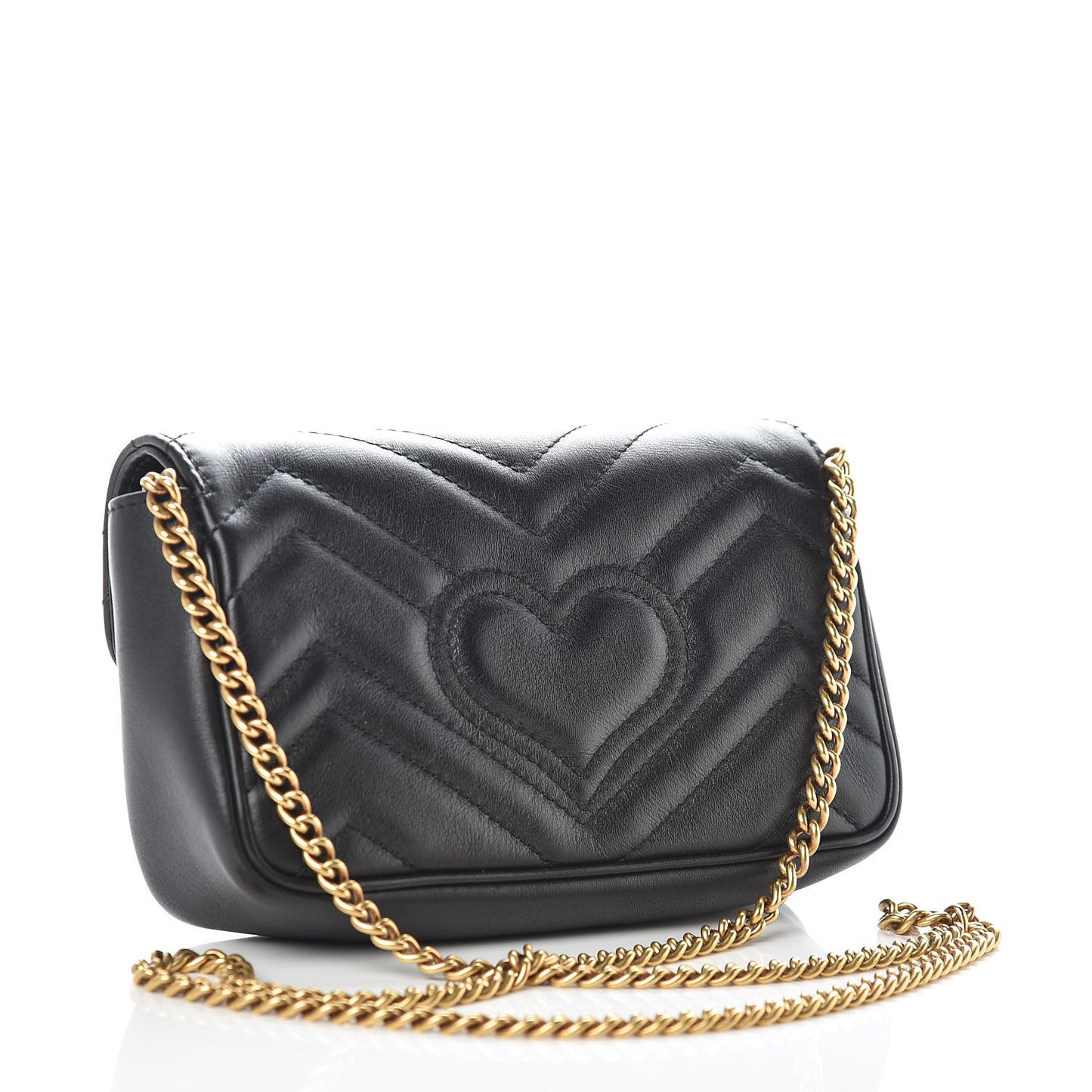 Calfskin Matelasse Super Mini GG Marmont Shoulder Bag Black