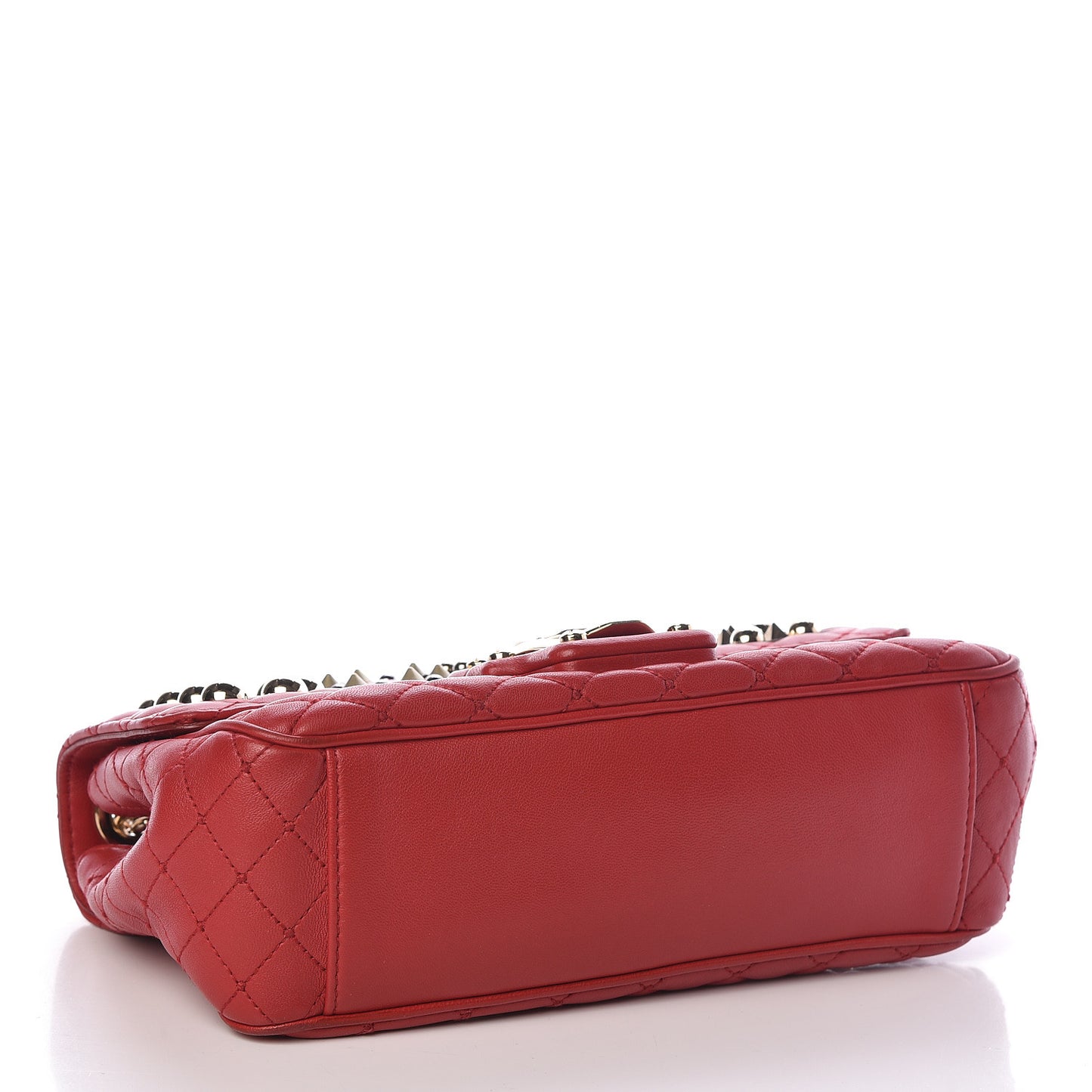 Lambskin Watersnake Embellished Lucia Shoulder Bag Red