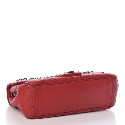 Dolce & Gabbana Lambskin Watersnake Embellished Lucia Shoulder Bag Red 4 of 9