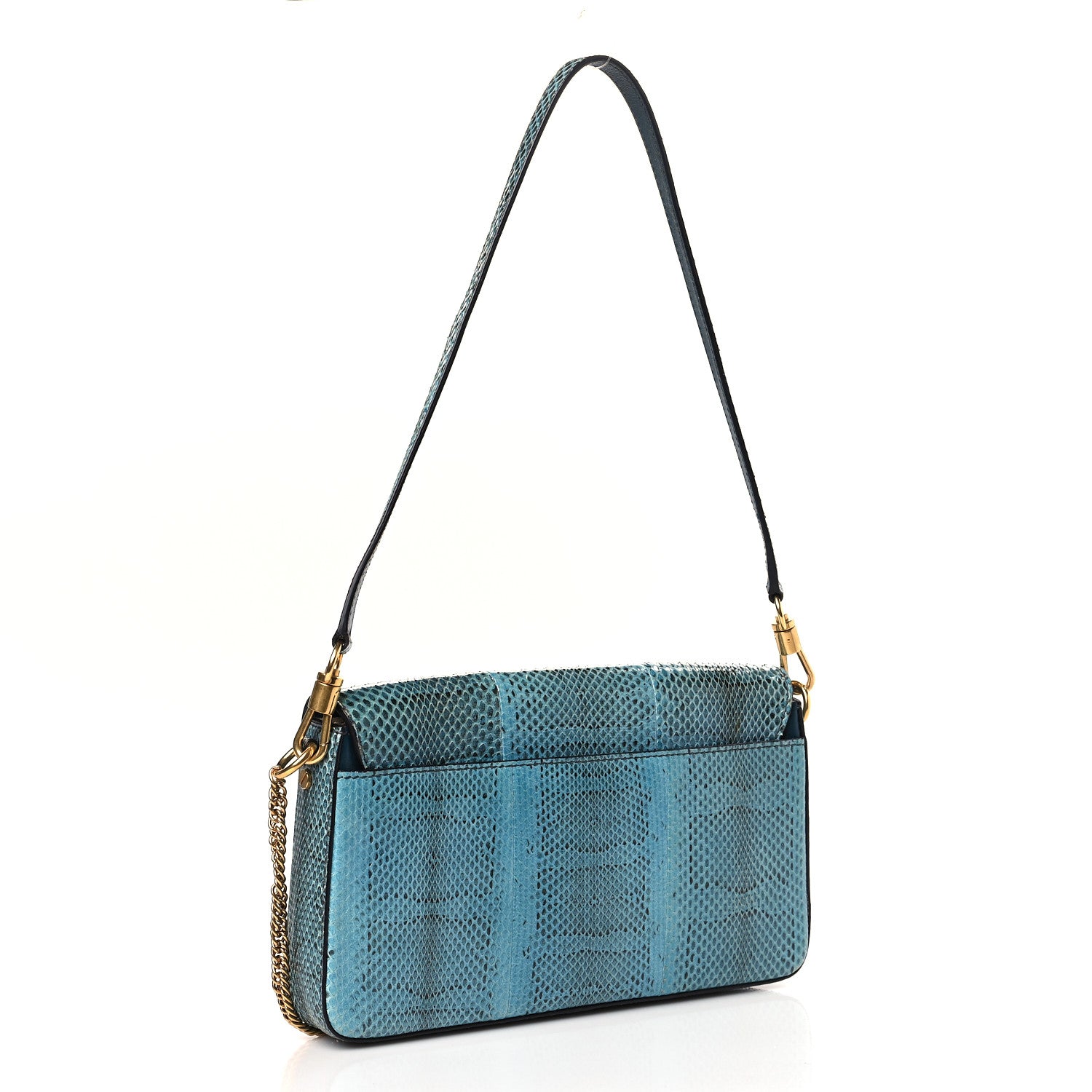 Givenchy Calfskin Snakeskin Effect Small Charm Shoulder Bag Blue 3 of 8