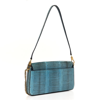 Givenchy Calfskin Snakeskin Effect Small Charm Shoulder Bag Blue 3 of 8