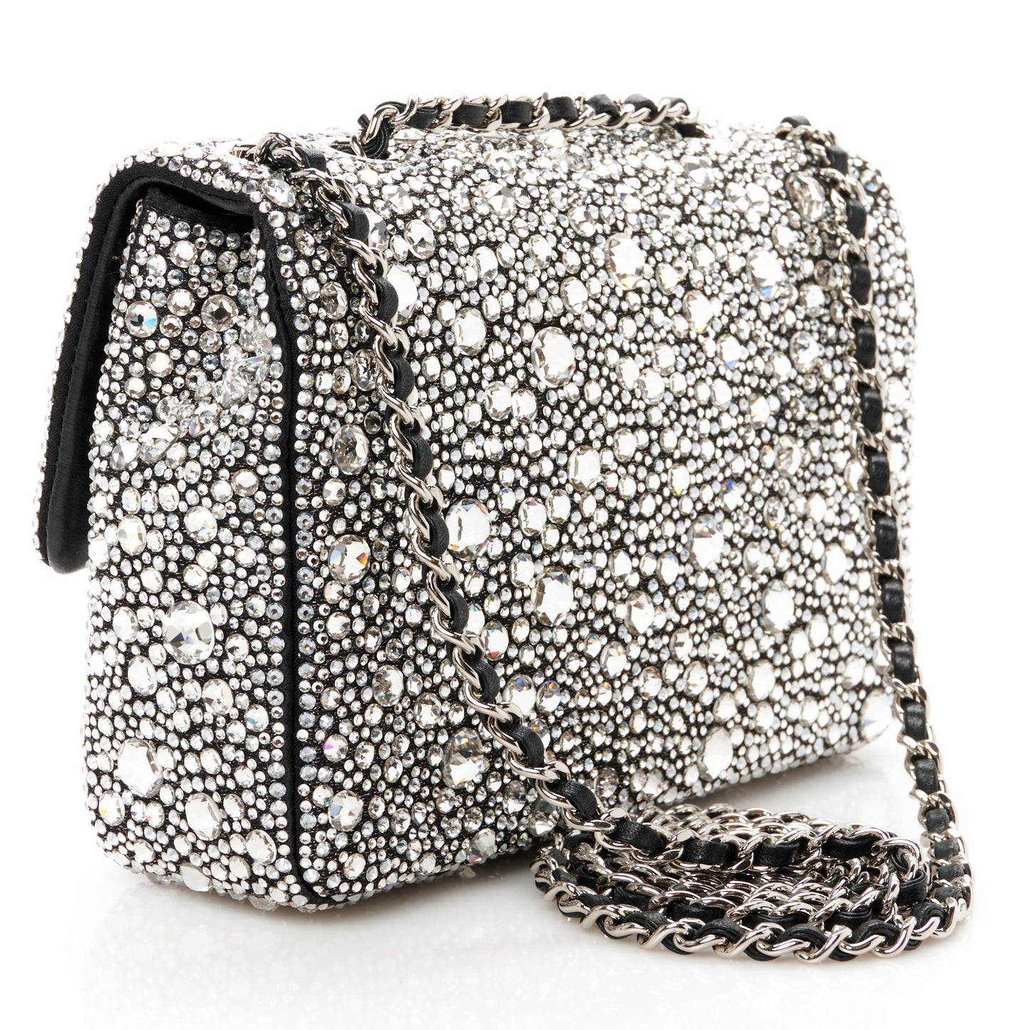 Satin Strass Mini Flap Silvery