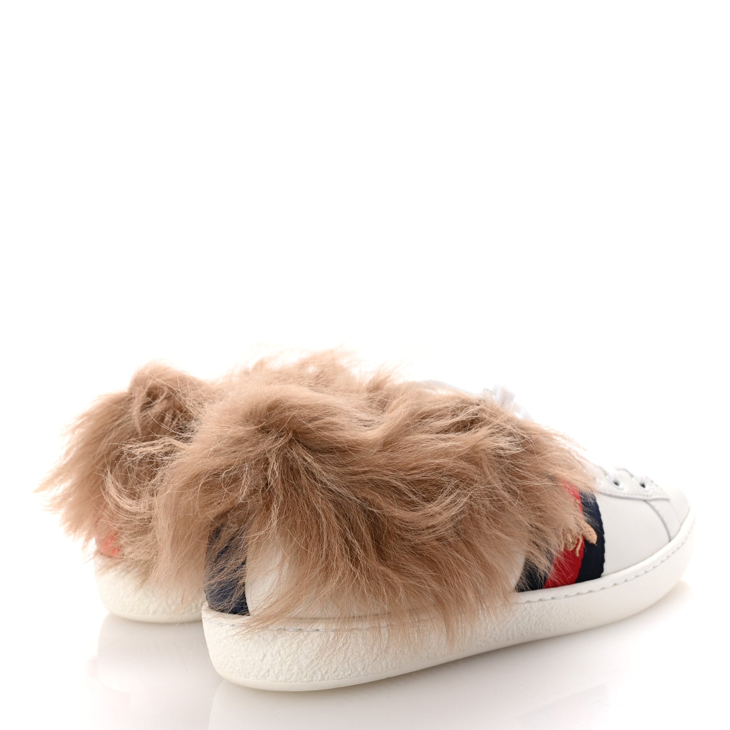 Gucci Calfskin Wool Web Bee Embroidered Womens Ace Sneakers 35 White 5 of 9