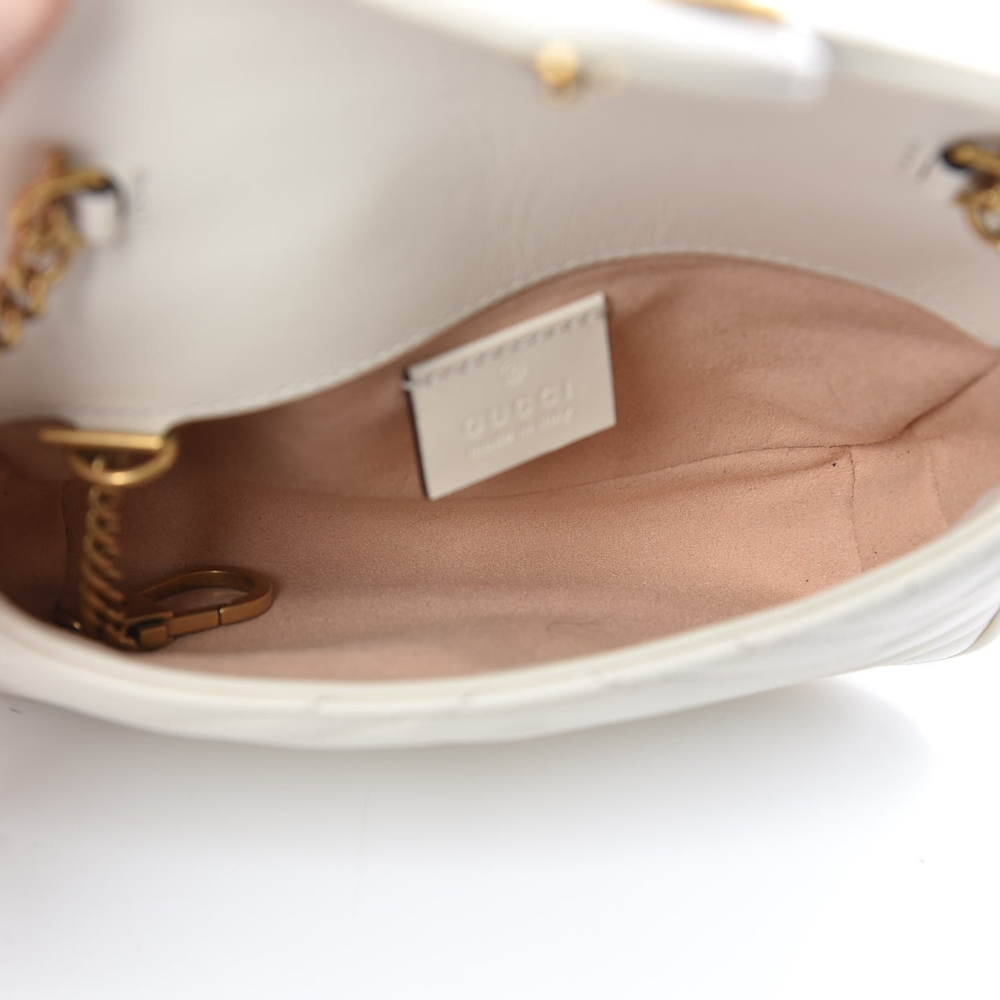 Calfskin Matelasse Super Mini GG Marmont Shoulder Bag White