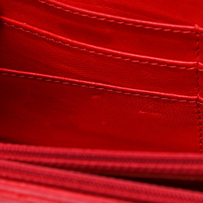 Chanel Lambskin Quilted East West Flap Clutch Red 13 of 16