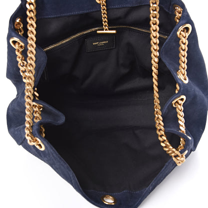 Saint Laurent Suede Chevron Monogram Large Nolita Blue 5 of 11