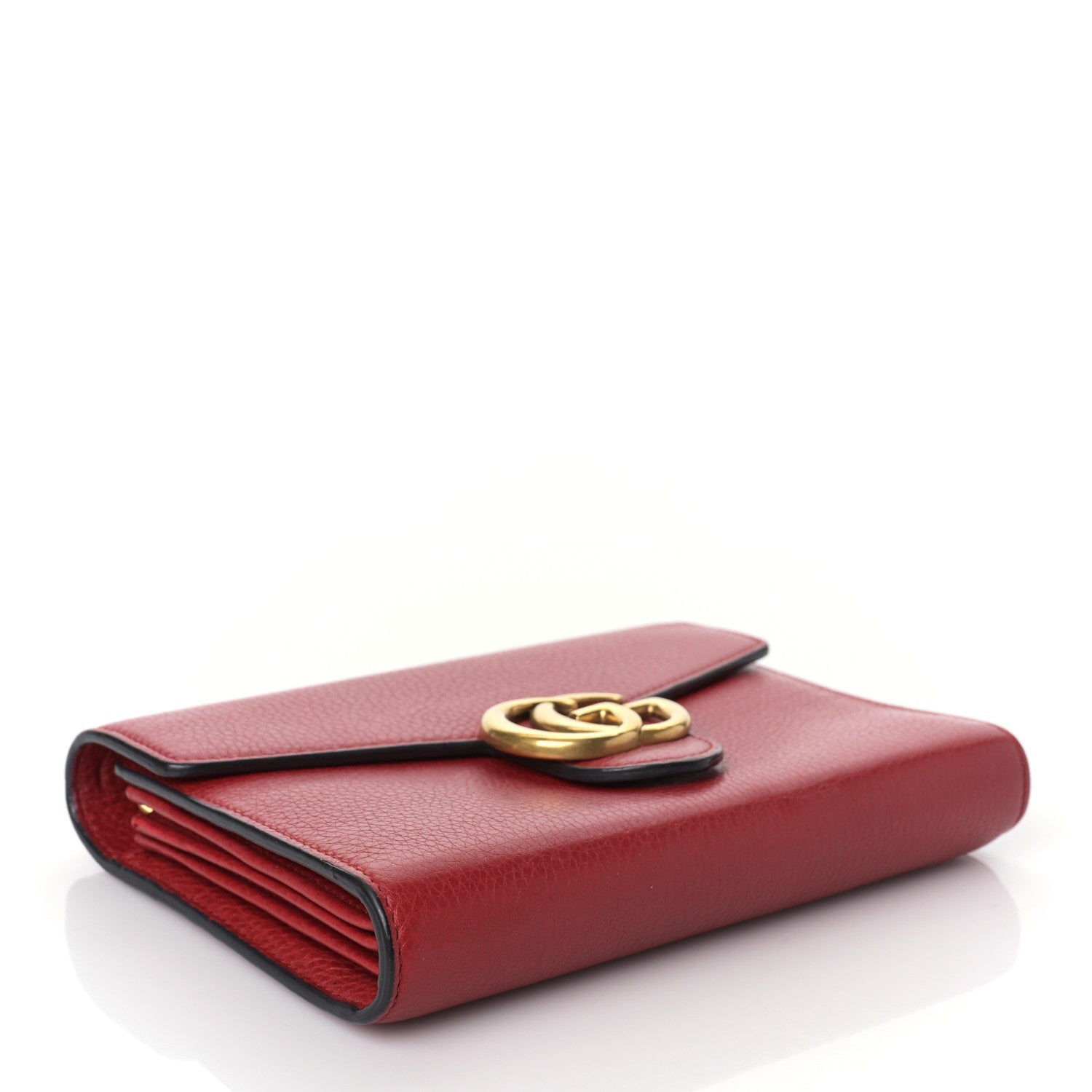 Gucci Calfskin GG Marmont Chain Wallet Vulcanic Red 4 of 8
