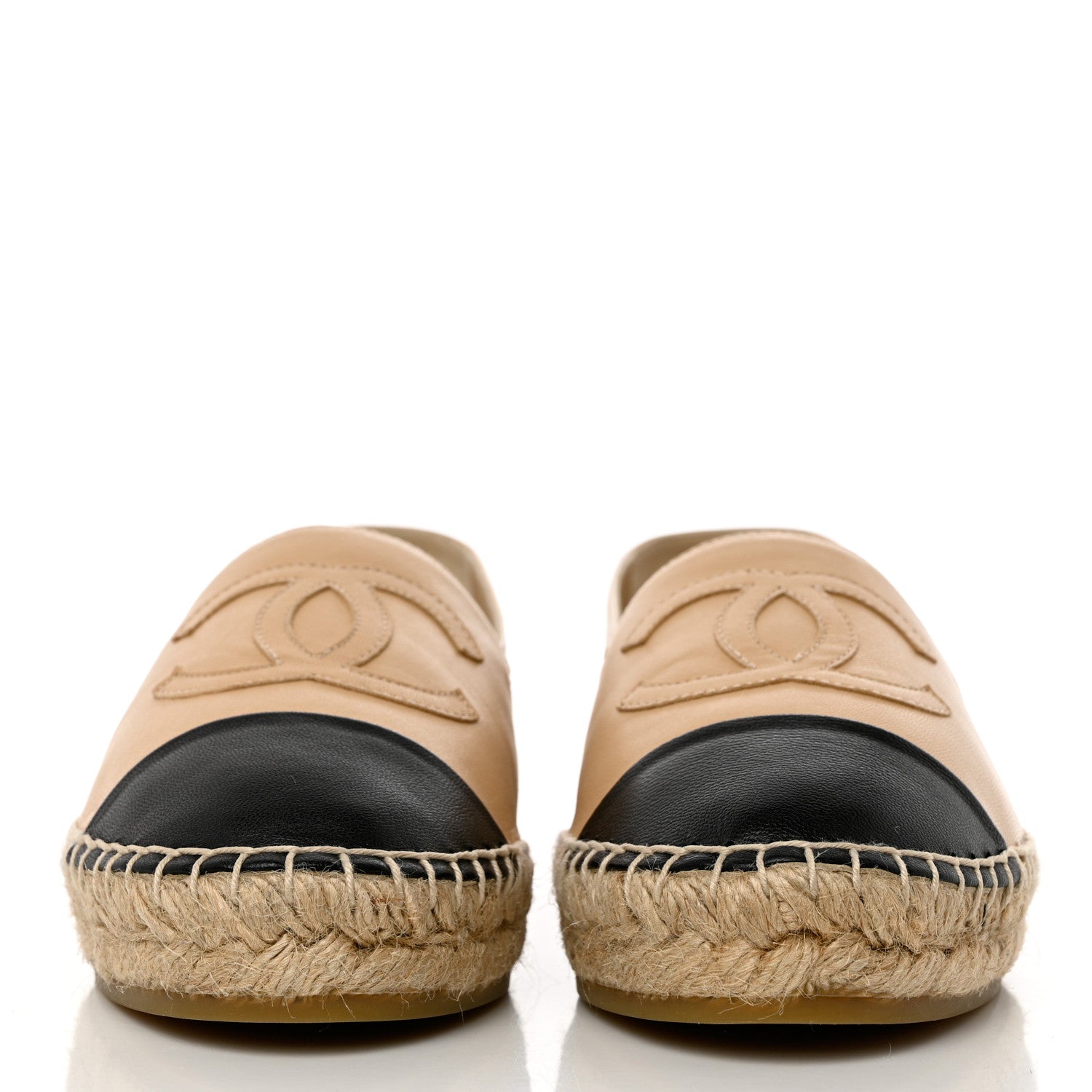 Chanel Lambskin CC Espadrilles 36 Beige Black 2 of 12