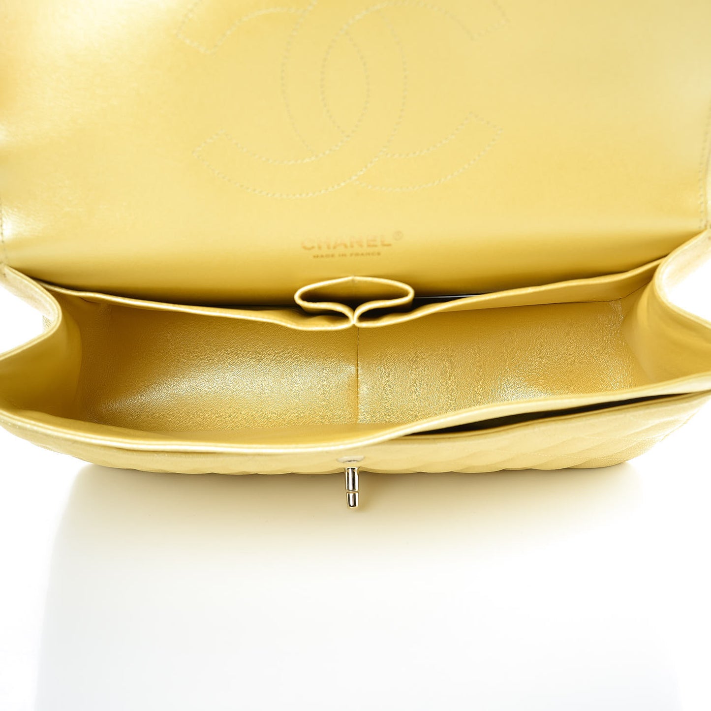 Iridescent Caviar Quilted Jumbo Double Flap Jaune Yellow