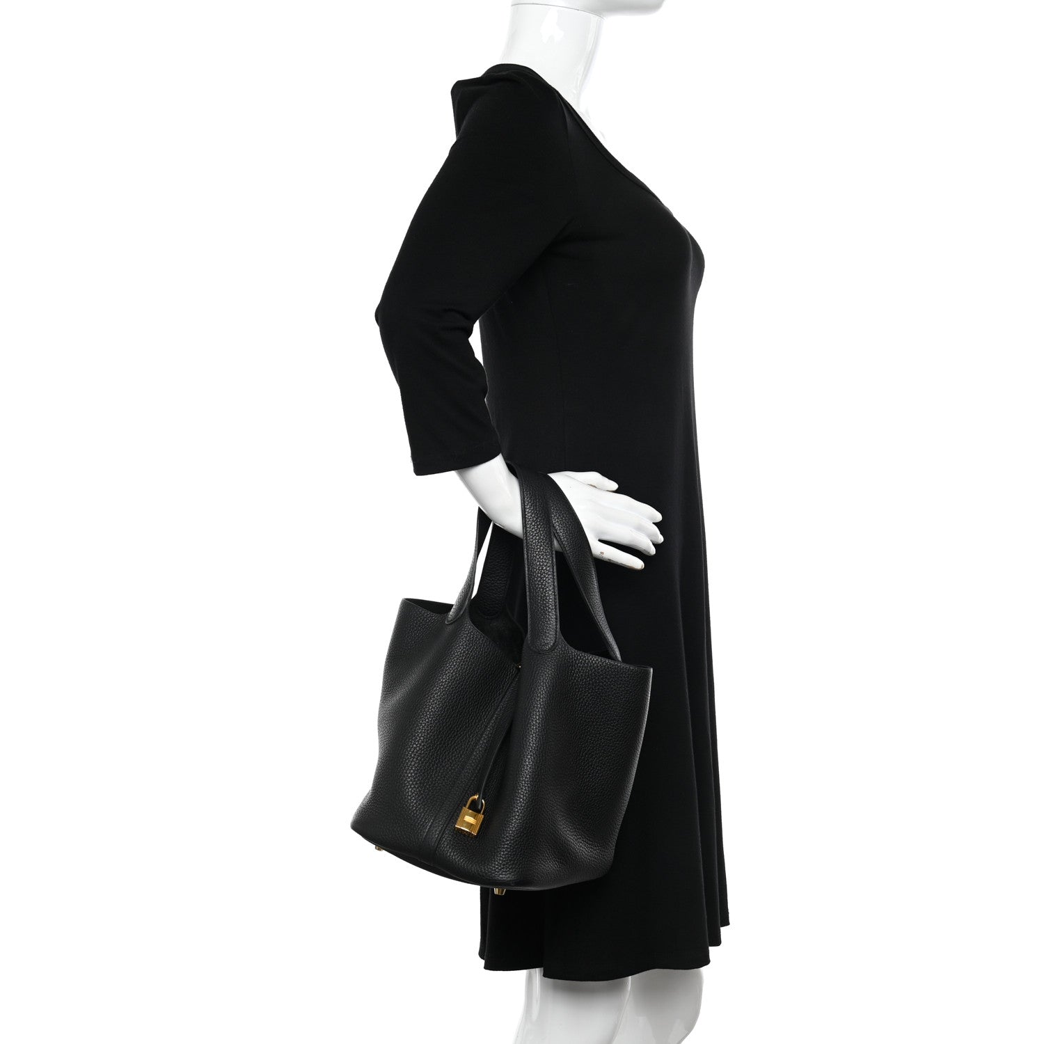 Hermes Taurillon Clemence Picotin Lock 22 MM Black 2 of 10