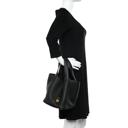 Hermes Taurillon Clemence Picotin Lock 22 MM Black 2 of 10
