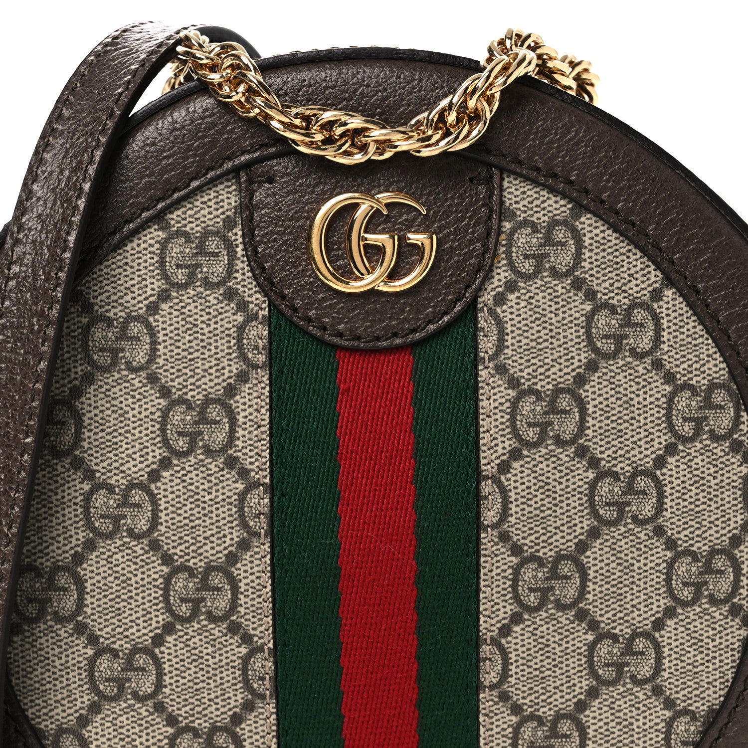 Gucci GG Supreme Monogram Web Mini Ophidia Round Shoulder Bag Brown 8 of 10