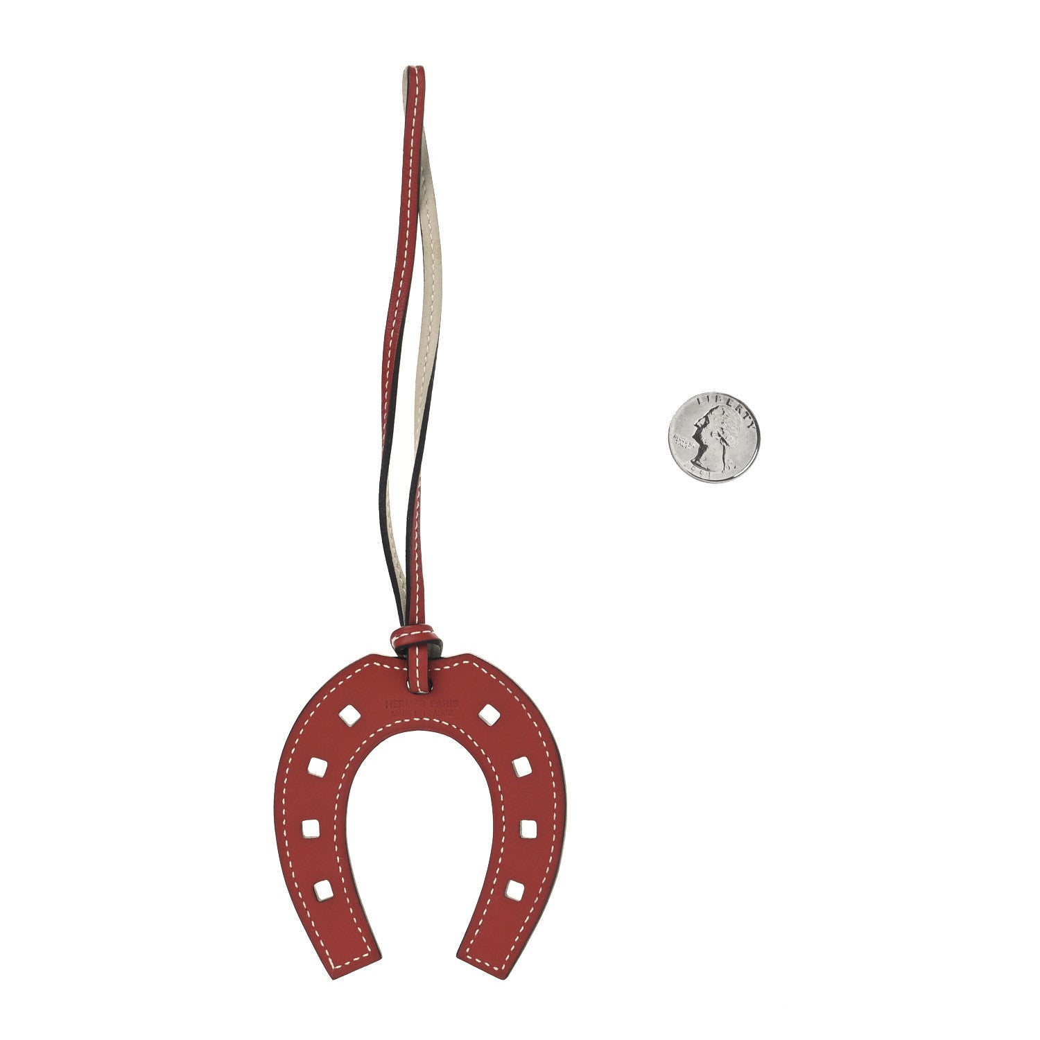 Hermes Swift Paddock Horseshoe Bag Charm Gris Perle Brique 2 of 3