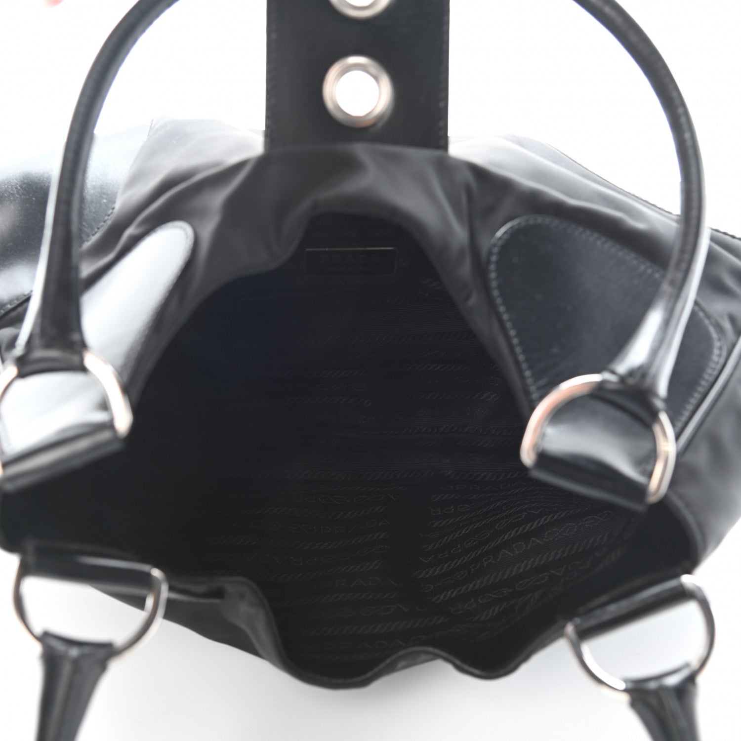 Prada Nylon Calfskin Buckle Shoulder Bag Black 5 of 14