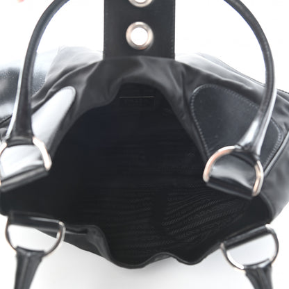 Prada Nylon Calfskin Buckle Shoulder Bag Black 5 of 14