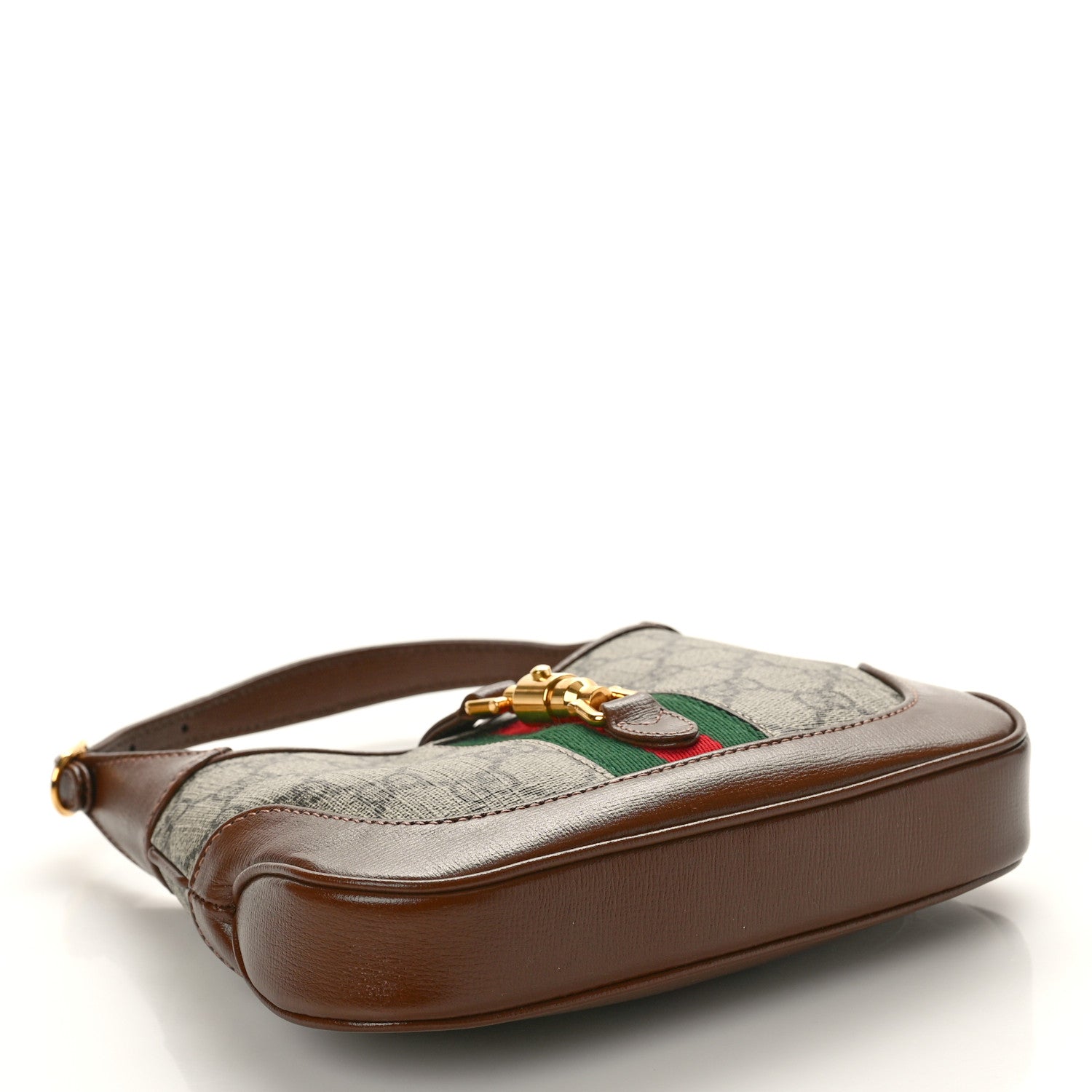Gucci GG Supreme Monogram Azalea Calfskin Web Mini Jackie 1961 Hobo Beige Ebony Brown Sugar 4 of 10