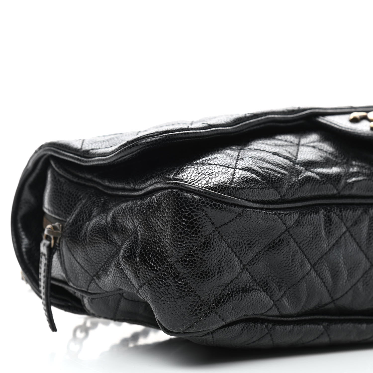 Chanel Crumpled Grained Calfskin Quilted Large Shiva Flap Black 9 of 10