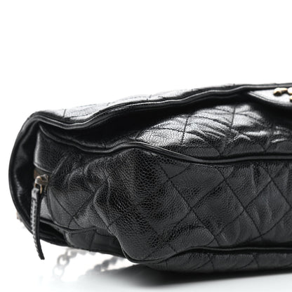 Chanel Crumpled Grained Calfskin Quilted Large Shiva Flap Black 9 of 10