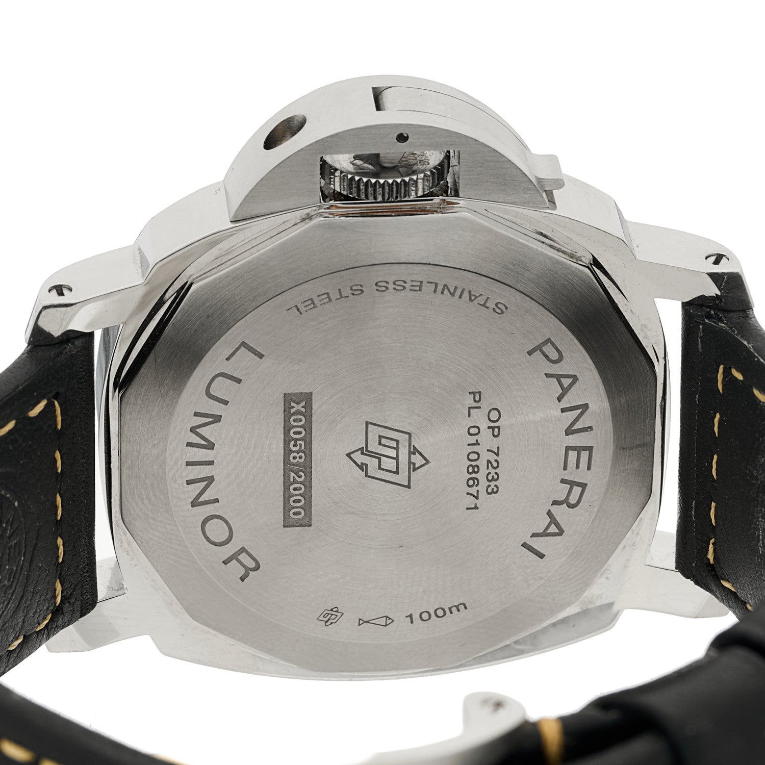 Panerai Stainless Steel Calfskin 44mm Luminor Logo Manual Winding Watch Black PAM01084 4 of 5