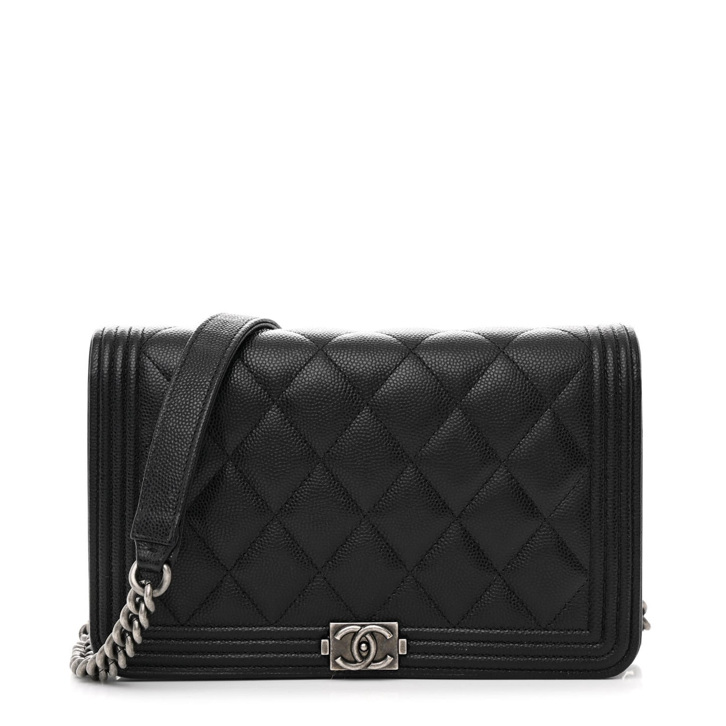 Caviar Quilted Boy Wallet On Chain WOC Black