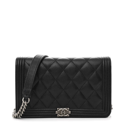 Chanel Caviar Quilted Boy Wallet On Chain WOC Black 1 of 13