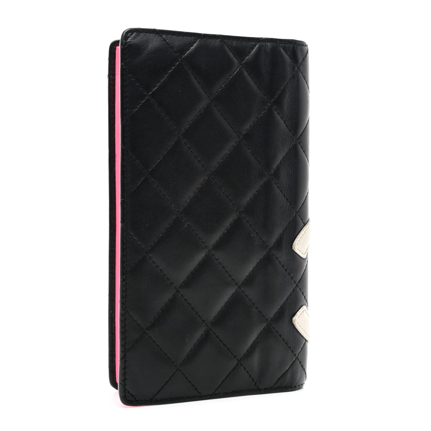 Calfskin Quilted Cambon Yen Wallet Black White