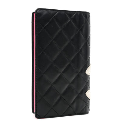 Chanel Calfskin Quilted Cambon Yen Wallet Black White 3 of 12