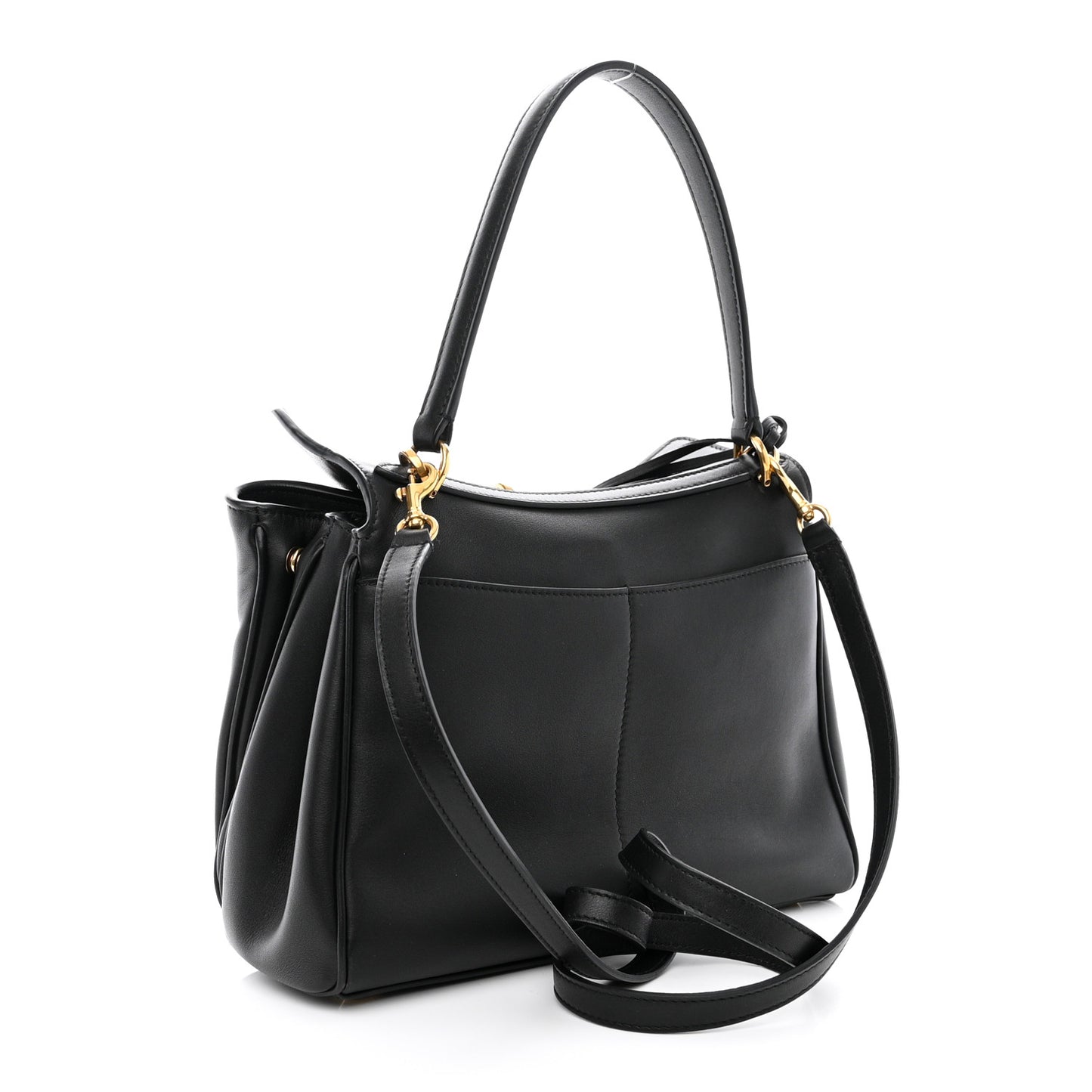 Natural Smooth Calfskin Small Rodeo Top Handle Handbag Black