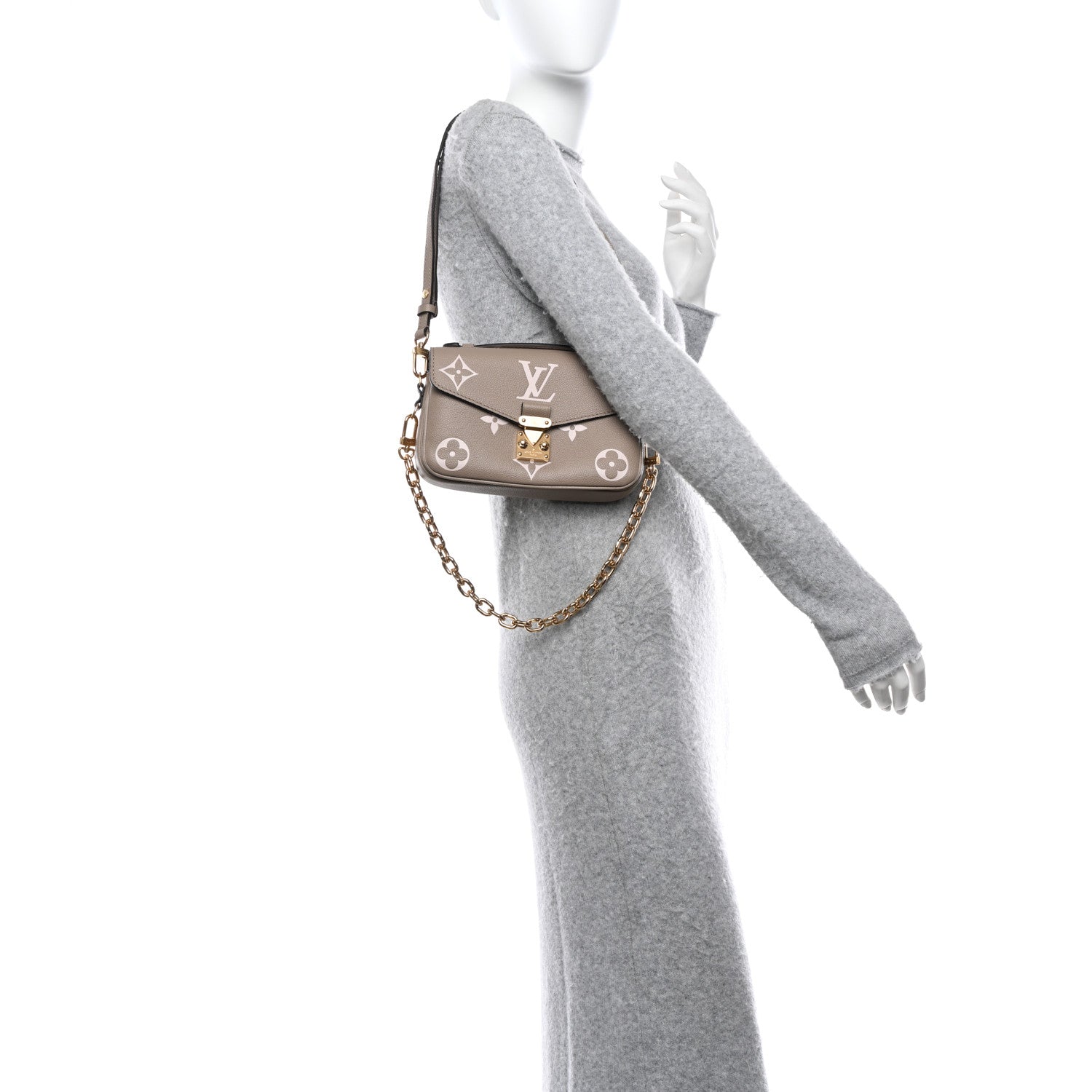 Louis Vuitton Empreinte Monogram Giant Pochette Metis East West Tourterelle Creme 2 of 9
