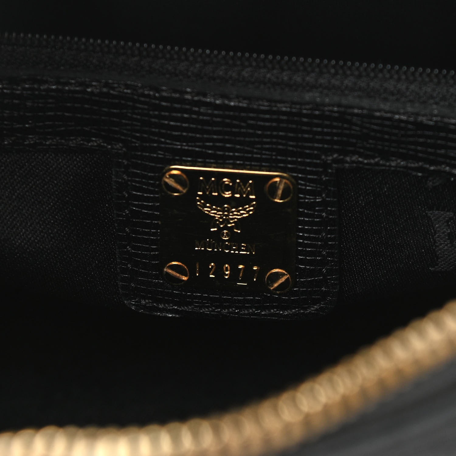 MCM Grained Calfskin Studded Boston Bag Black 6 of 12