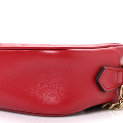 Gucci Calfskin Matelasse Mini GG Marmont Chain Shoulder Bag Hibiscus Red 10 of 10