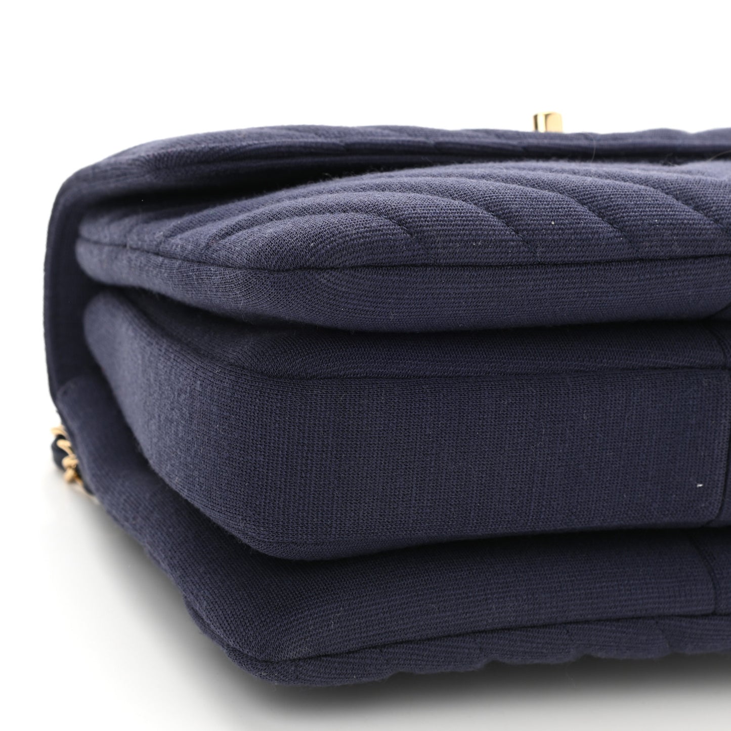 Jersey Chevron Quilted Small Trendy CC Dual Handle Flap Bag Navy Blue