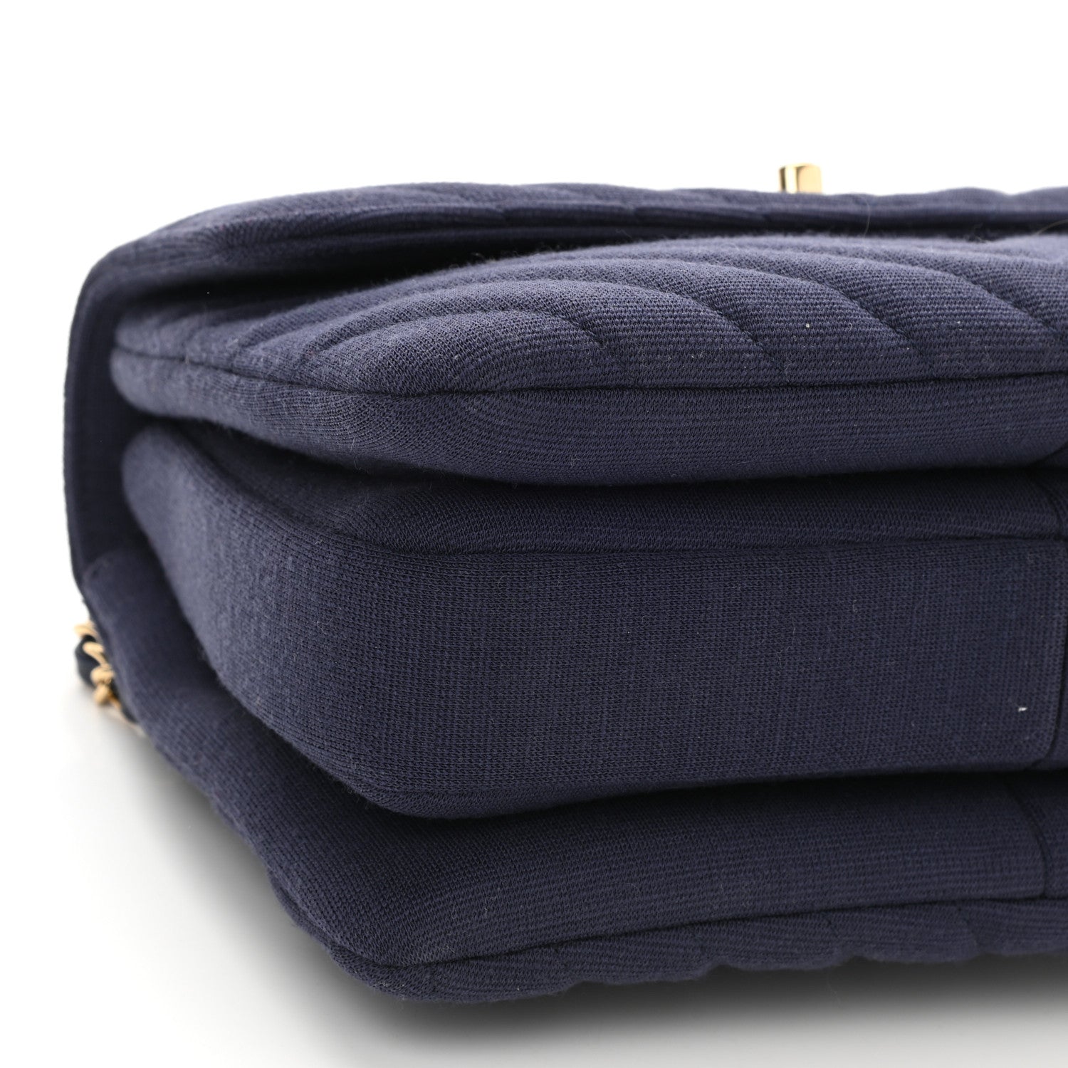 Chanel Jersey Chevron Quilted Small Trendy CC Dual Handle Flap Bag Navy Blue 9 of 10