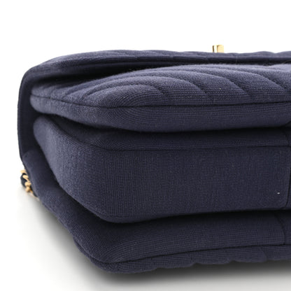 Chanel Jersey Chevron Quilted Small Trendy CC Dual Handle Flap Bag Navy Blue 9 of 10
