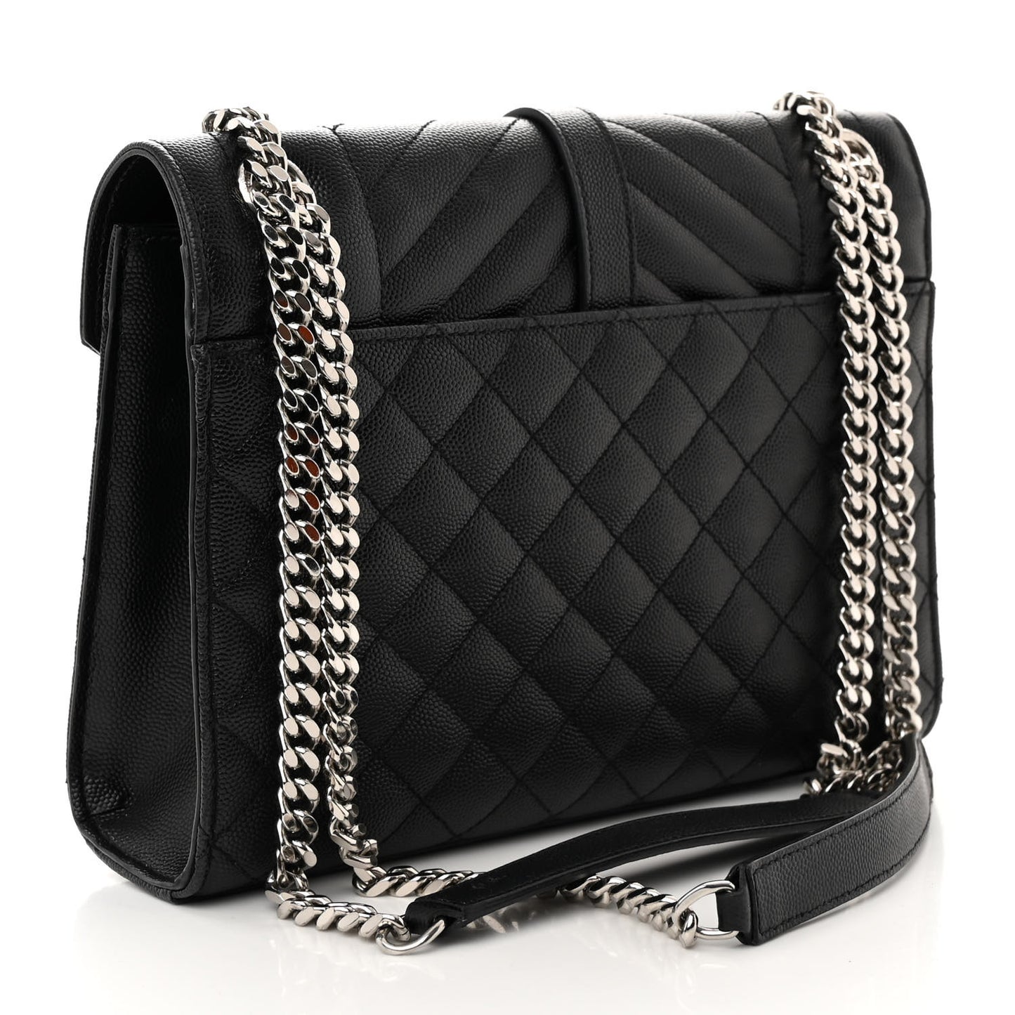 Grain De Poudre Textured Mixed Matelasse Triquilt Medium Monogram Satchel Black
