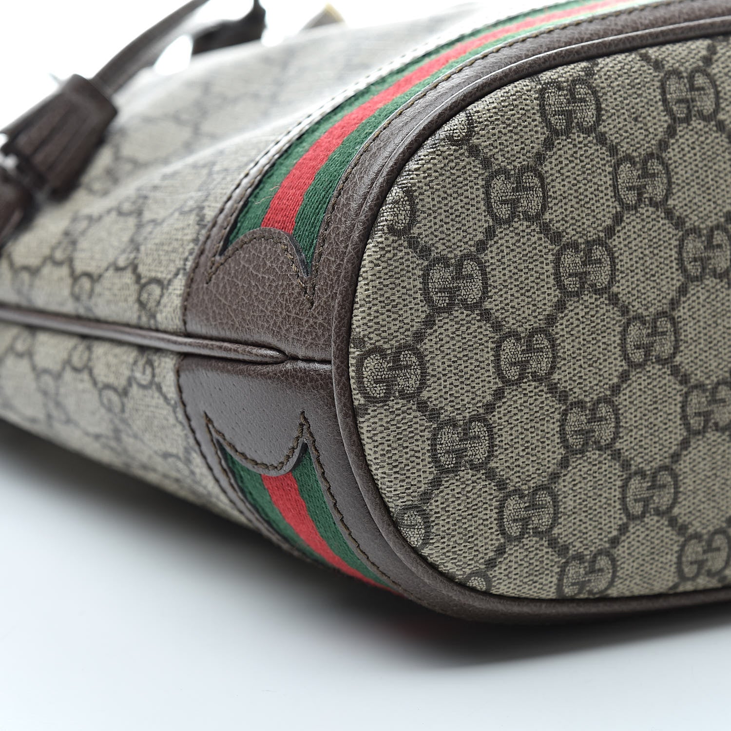 Gucci GG Supreme Monogram Web Ophidia Bucket Bag Brown 9 of 10