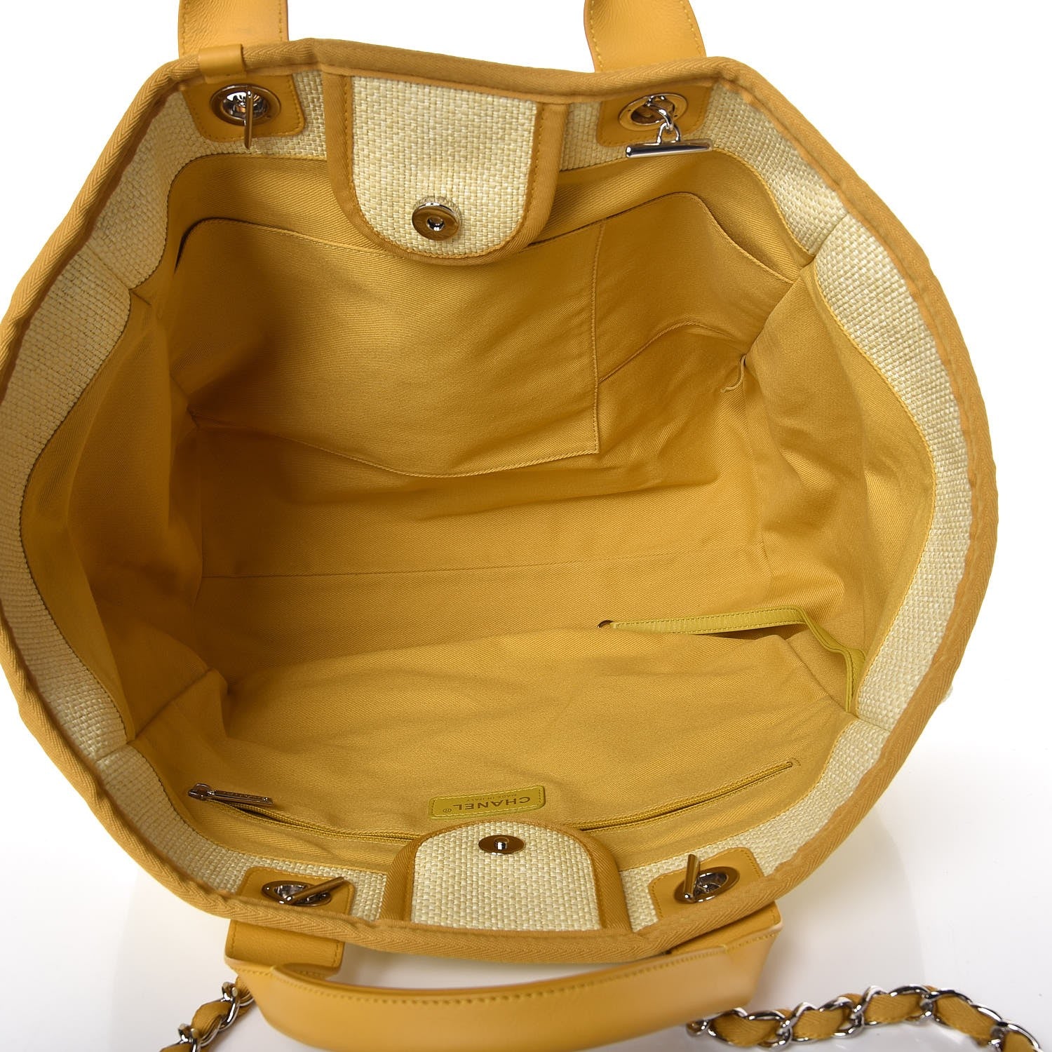 Chanel Woven Straw Raffia Large Deauville Tote Yellow 5 of 10