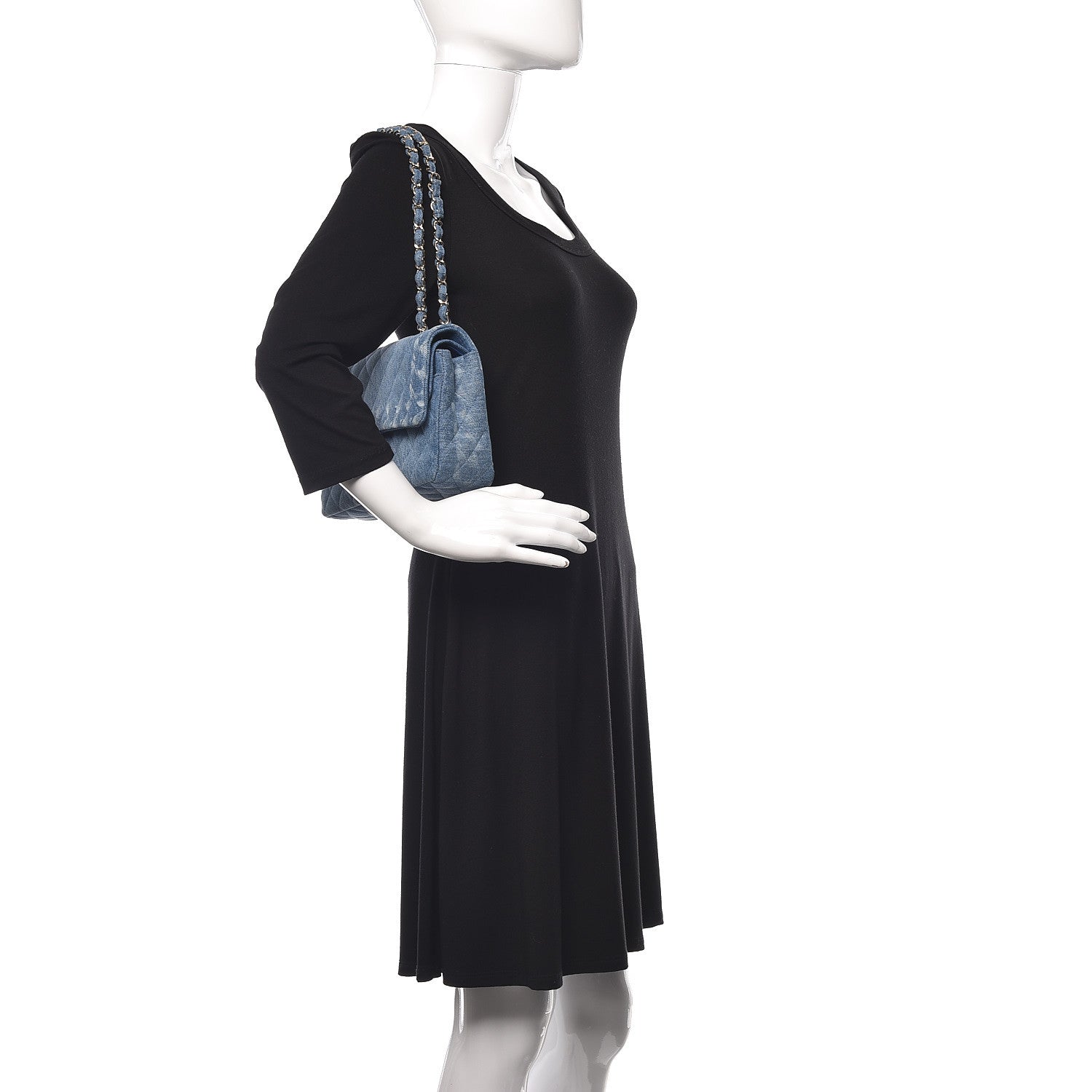 Chanel Denim Quilted Medium Double Flap Blue 2 of 10