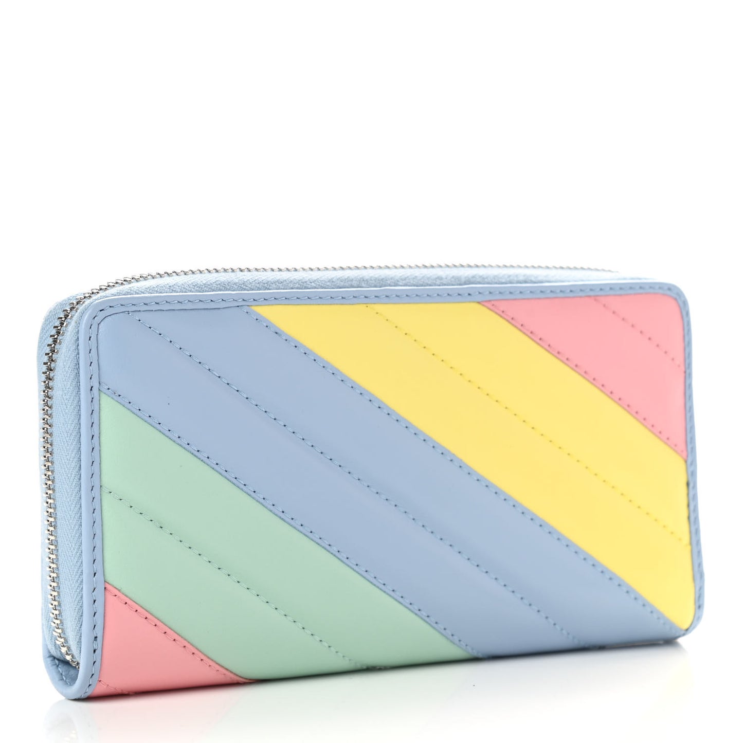 Calfskin Matelasse Diagonal GG Marmont Zip Around Wallet Multicolor Pastel